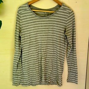 A.N.A a new approach grey and white striped long sleeve, size L